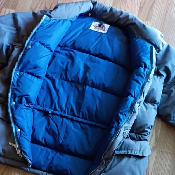 The North Face Blue Jacket with Brown Logo - Picture 1 of 7
